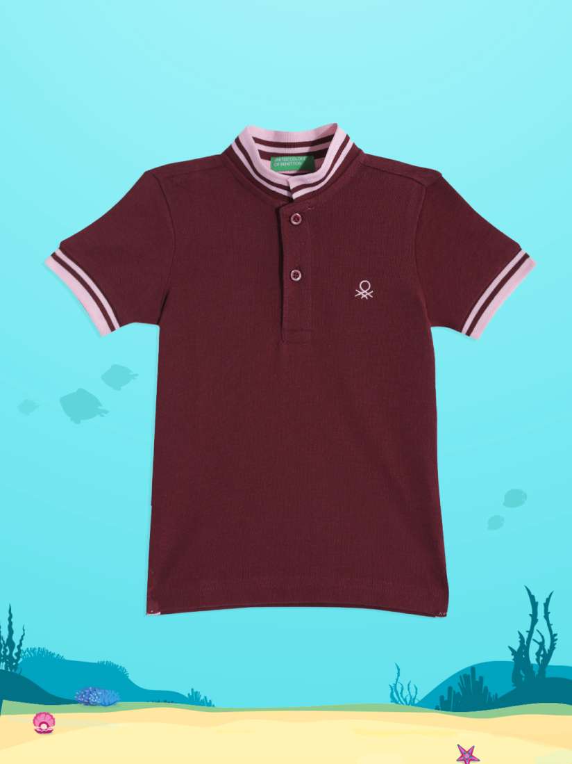 Buy United Colors of Benetton Boys Burgundy Pink Solid Cotton Polo Collar T shirt Tshirts for Boys 18434526 Myntra