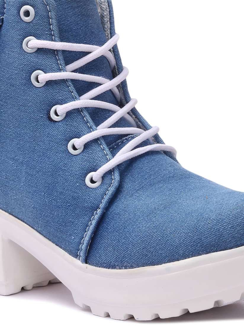 Buy FASHIMO Women Blue Denim Heel Boots Boots for Women 18443858 Myntra