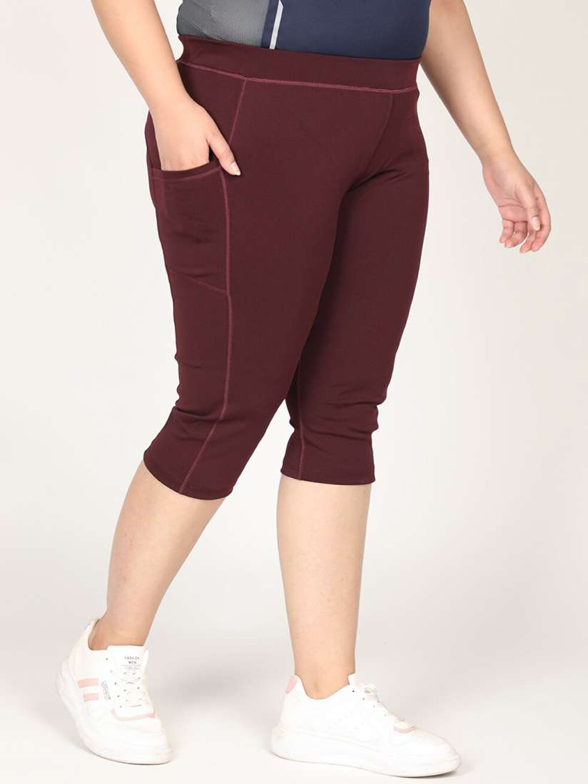Buy CHKOKKO Plus Women Maroon Capris Capris for Women 18454568 Myntra