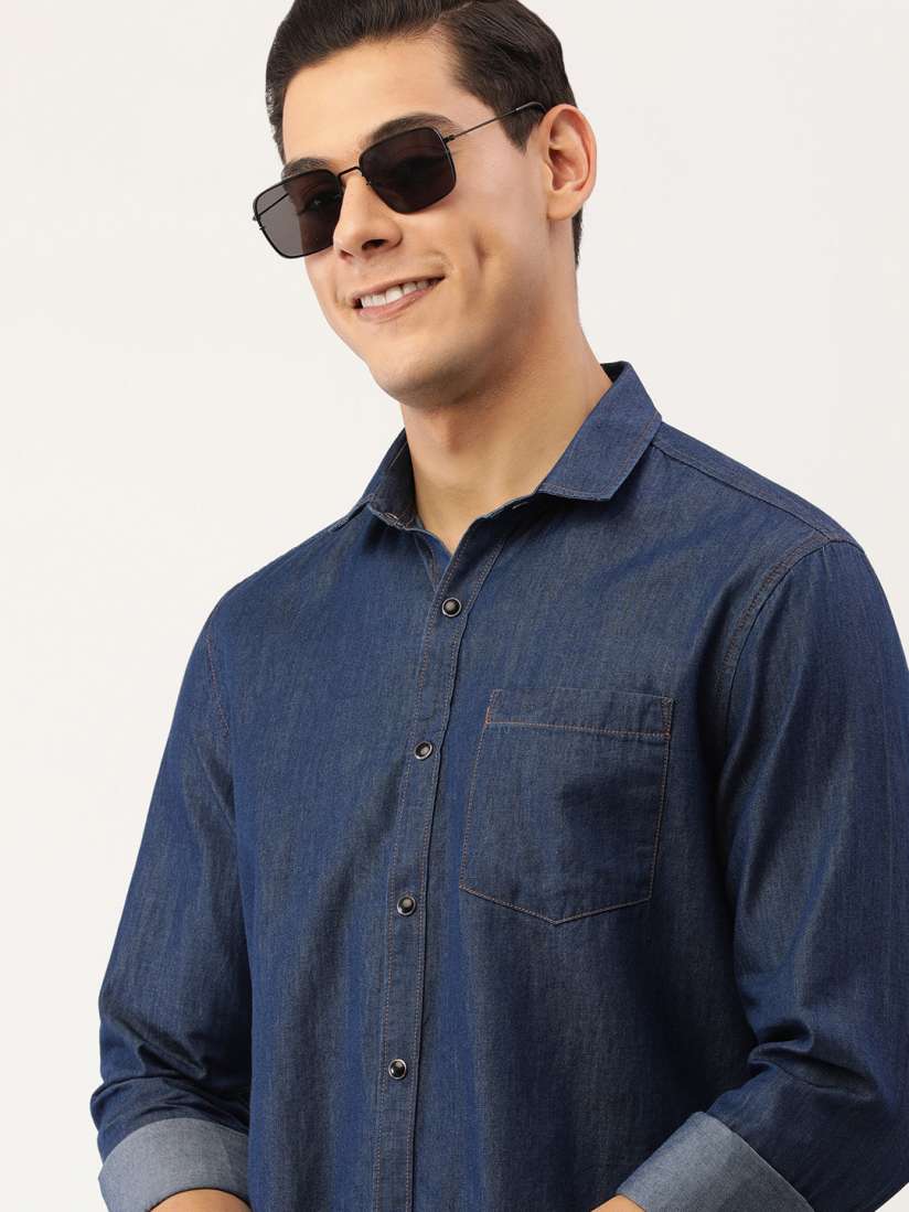 Buy IMYOUNG Men Navy Blue Casual Denim Shirt Shirts for Men 18454990 Myntra