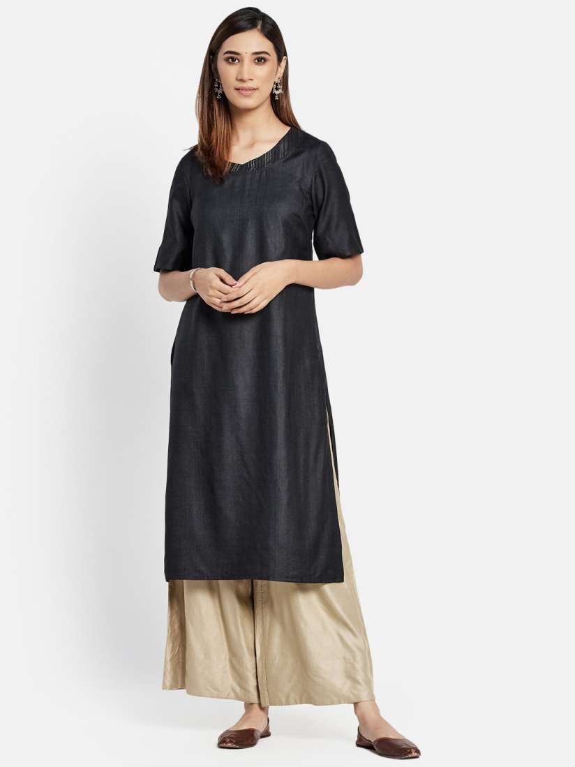 Buy Fabindia Women Black Kurta Kurtas for Women 18456674 Myntra