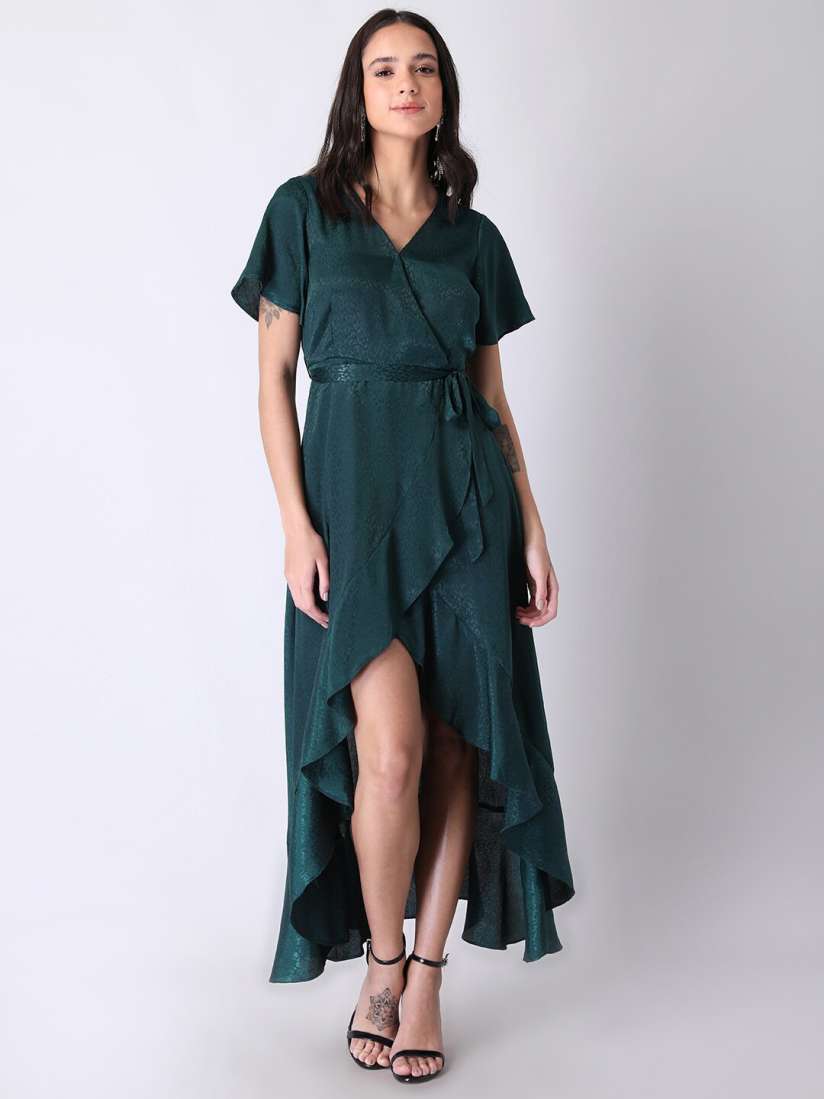 Buy FabAlley Green Satin Maxi Wrap Dress Dresses for Women 18457116 Myntra