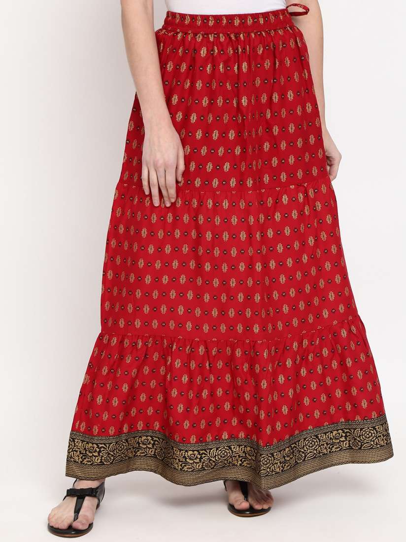 Buy V Mart Women Maroon Ethnic Motifs Printed Long Skirt Skirts for Women 18467496 Myntra
