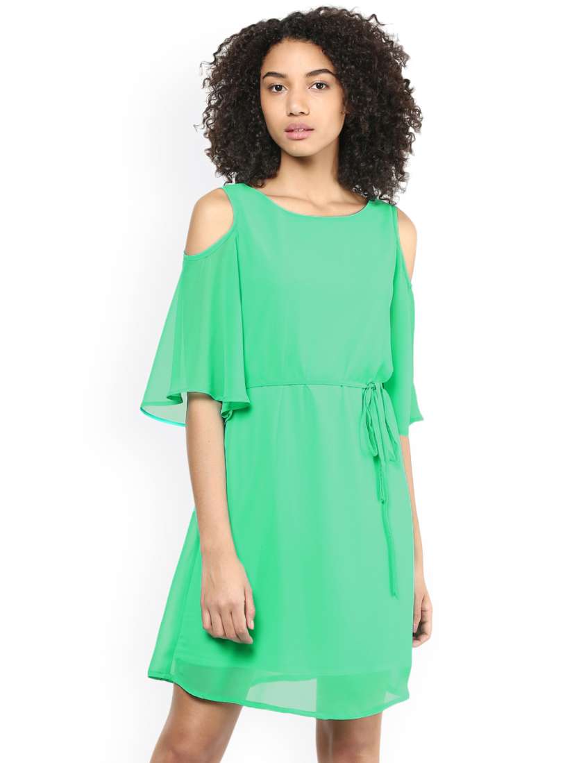 Buy Harpa Women Green Cold Shoulder Fit Flare Dress Dresses for Women 1847261 Myntra