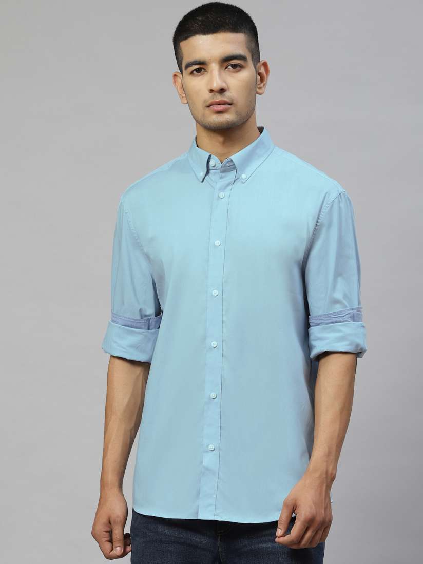 Buy Marks Spencer Men Blue Solid Pure Cotton Casual Shirt Shirts for Men 18482178 Myntra