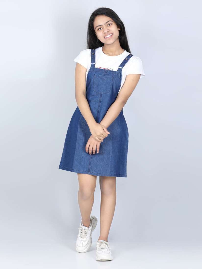 Buy StyleStone Blue Denim Pinafore Dress Dresses for Girls 18486650 Myntra