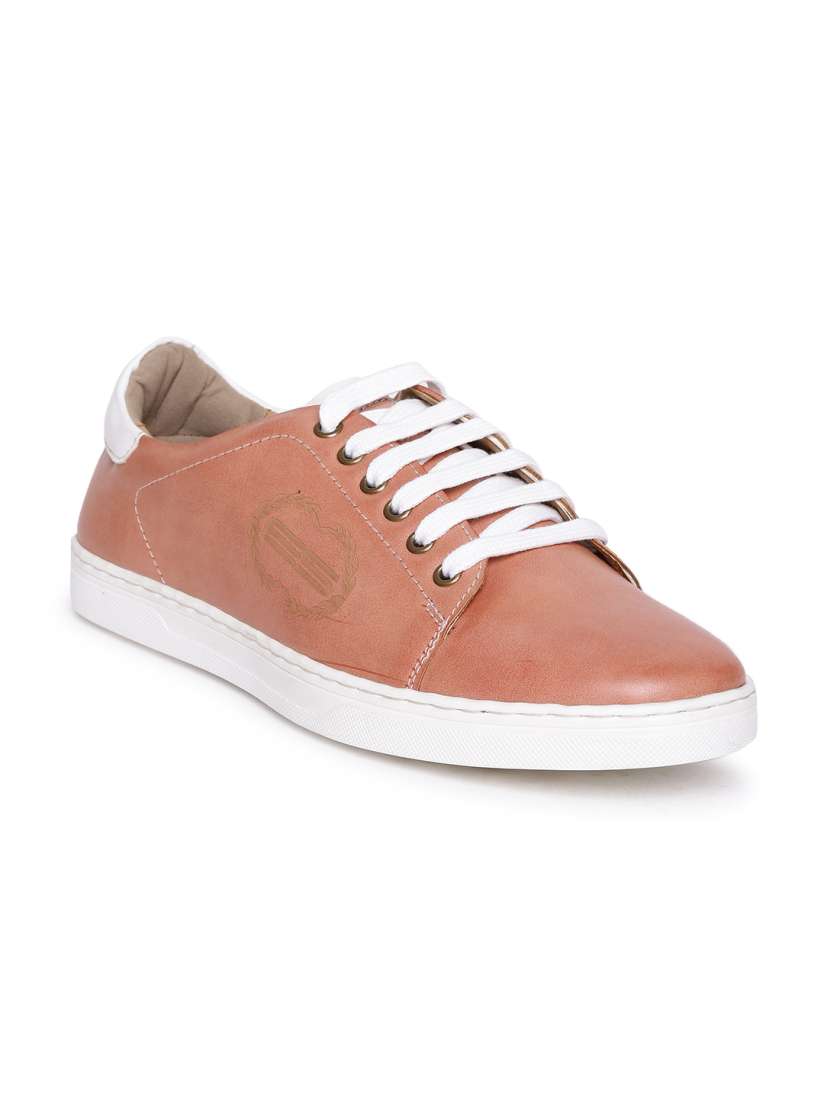 Buy Escaro Men Peach Coloured Hand Stitched Leather Sneakers Casual Shoes for Men 1850385 Myntra