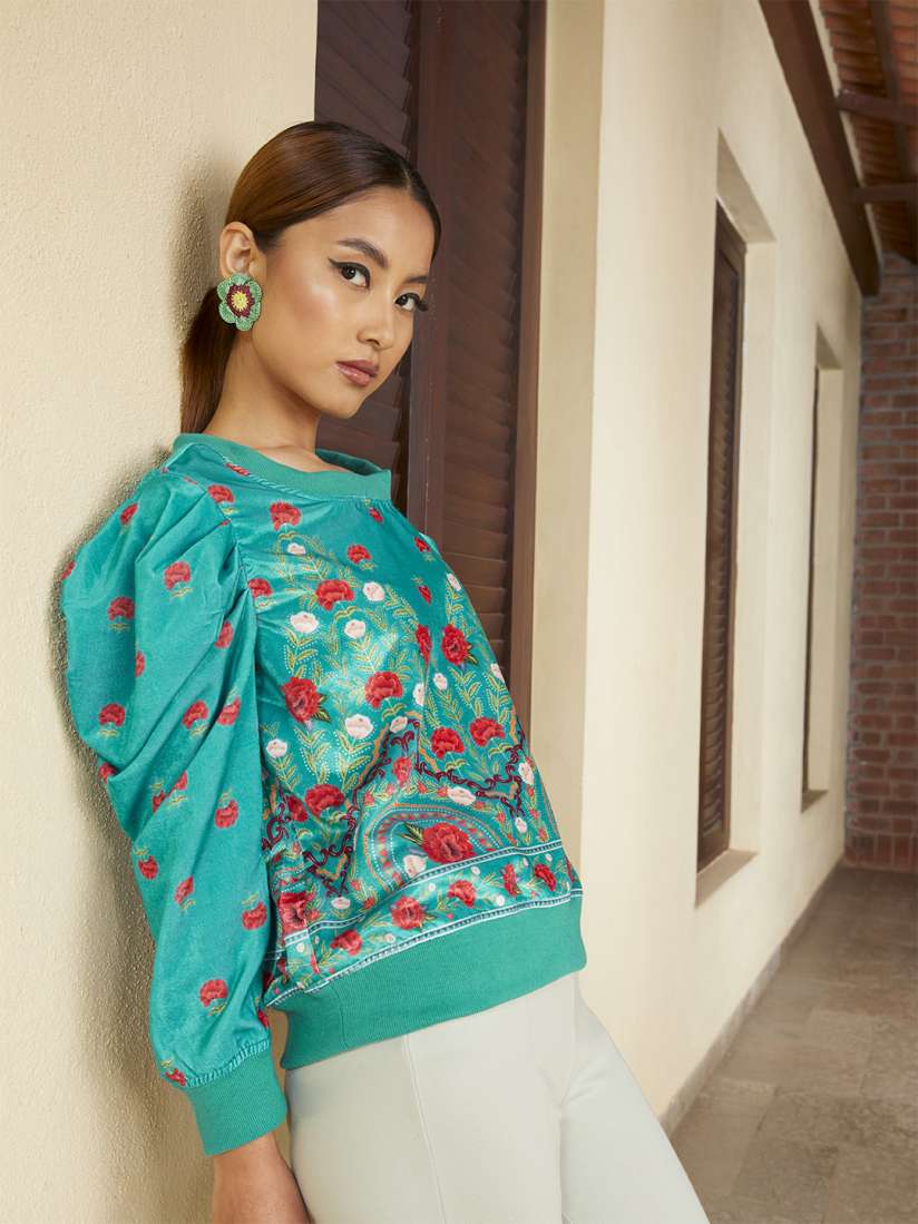 Women's floral print sweatshirt hot sale