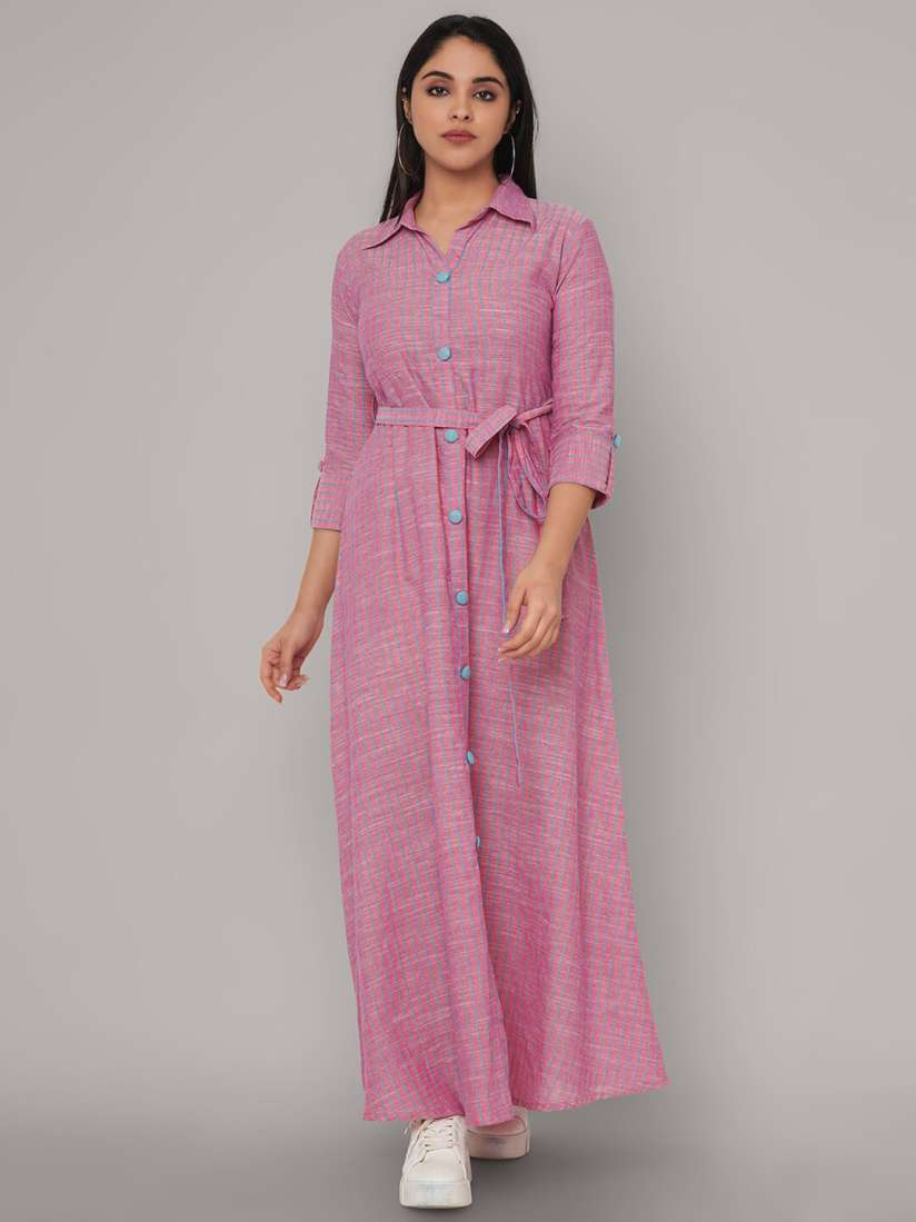 Buy Sanganeri Kurti Pink Striped Ethnic Maxi Dress Ethnic Dresses for Women 18513558 Myntra