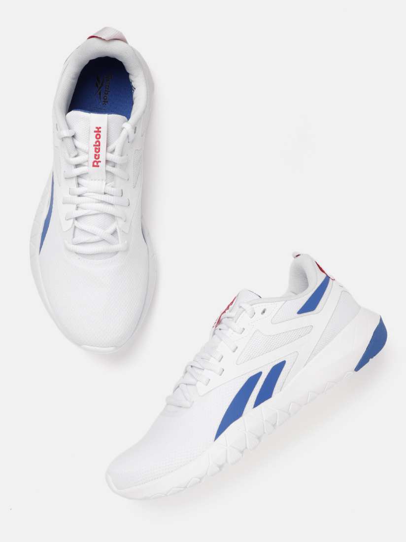Reebok white and blue shoes clearance