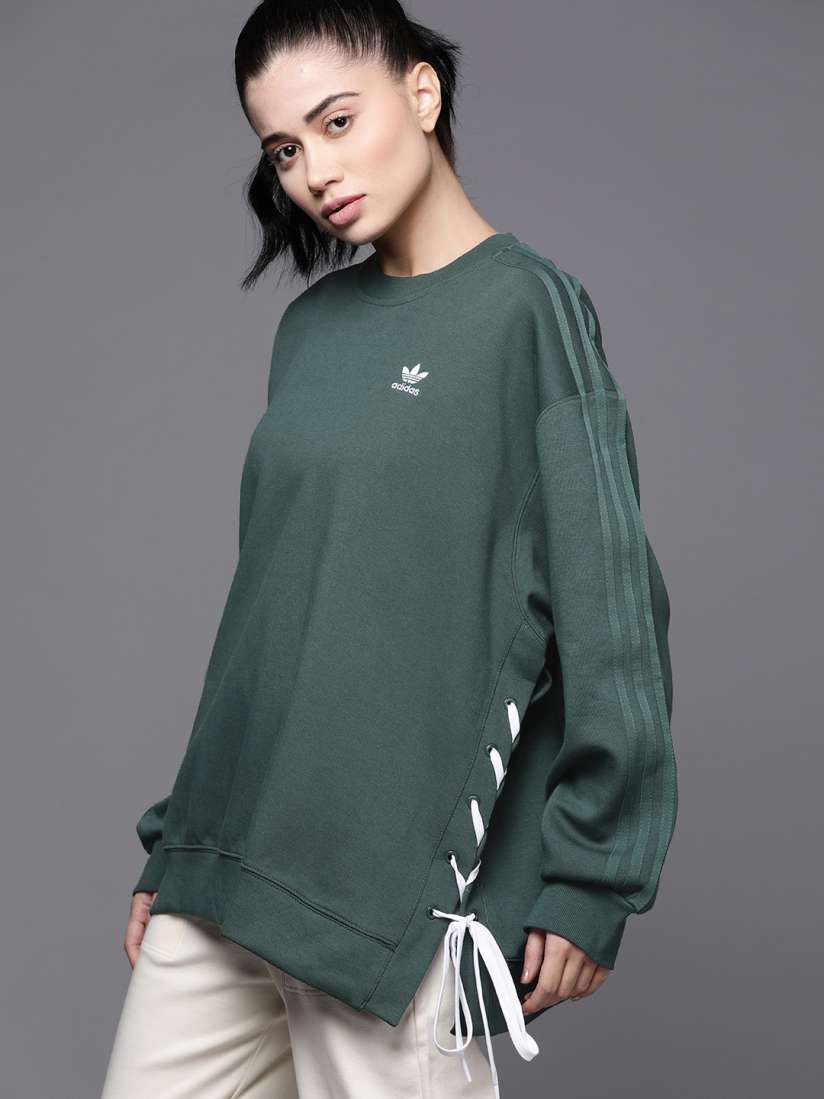 Buy ADIDAS Originals Women Green Laced Crew Oversized Sweatshirt Sweatshirts for Women 18515990 Myntra