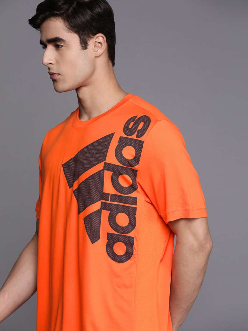 Buy ADIDAS Men Orange Black Brand Logo Printed Training Sustainable T shirt Tshirts for Men 18518798 Myntra