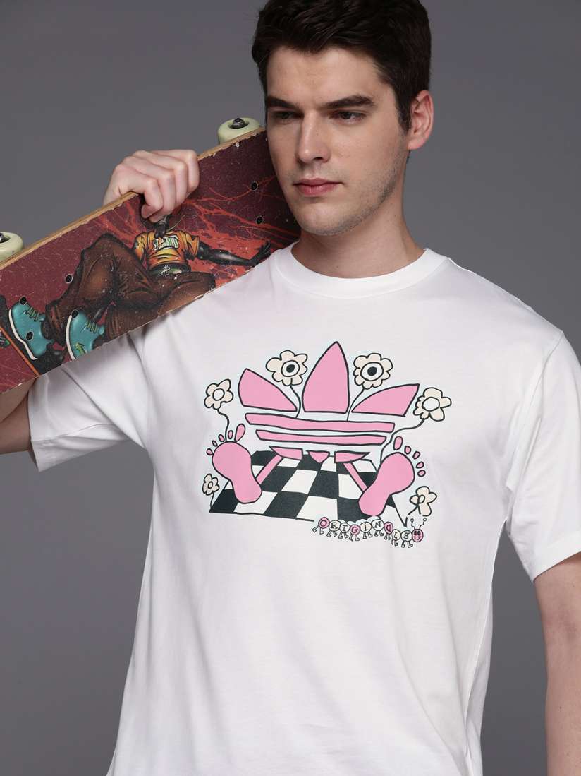 Buy ADIDAS Originals Men Cartoon Trefoil Brand Logo Printed Pure Cotton T shirt Tshirts for Men 18518874 Myntra