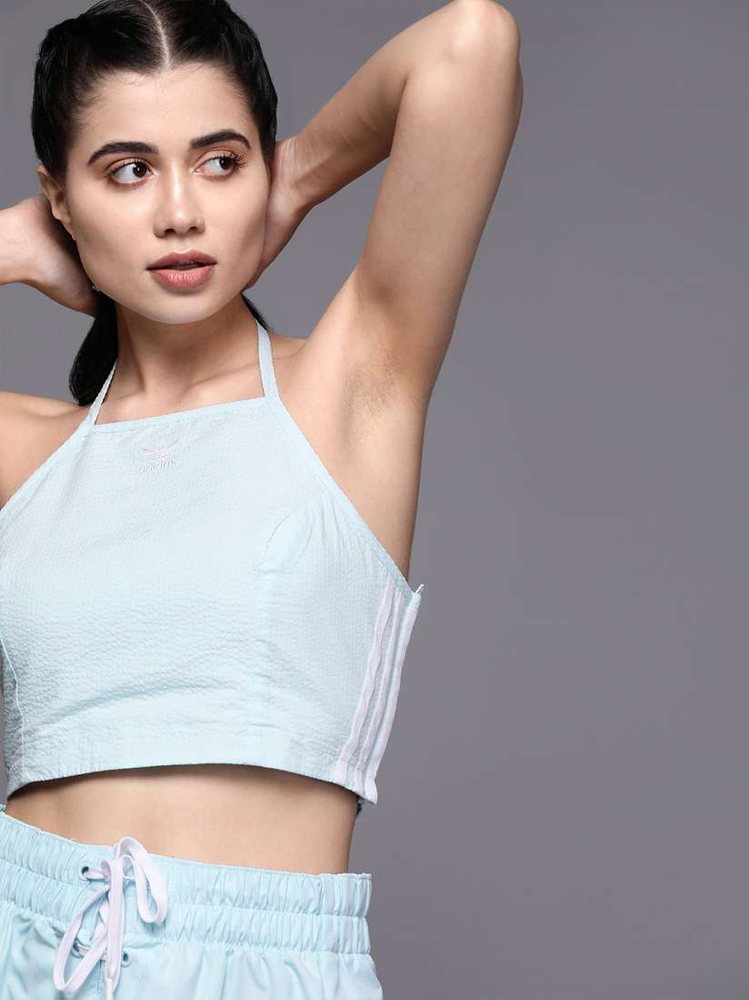 Buy ADIDAS Originals Women Blue Classics Poplin Seersucker Halter Neck Top Tops for Women 18520036 Myntra