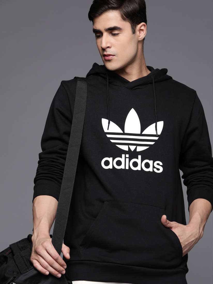 Buy ADIDAS Originals Men Black Trefoil Hoody Printed Pure Cotton Sweatshirt Sweatshirts for Men 18520048 Myntra