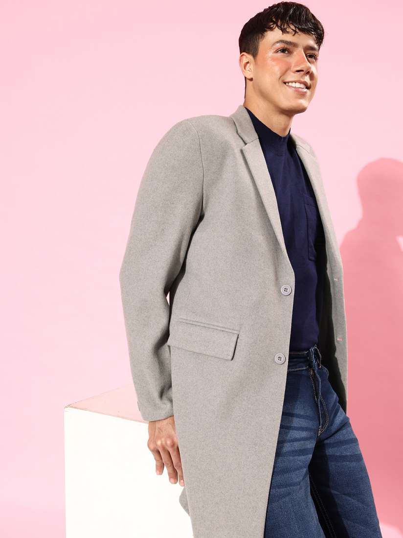 Buy The Roadster Lifestyle Co. Men Grey Solid Longline Tailored Jacket Jackets for Men 18523232 Myntra