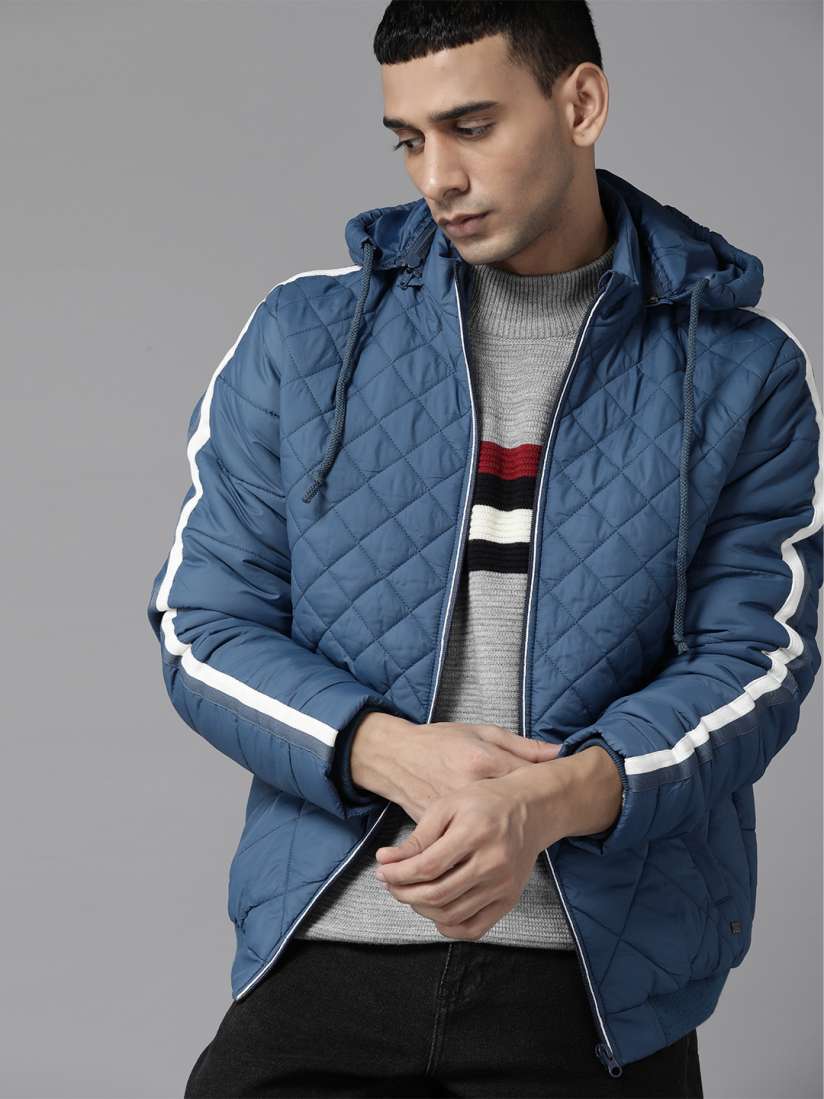 Buy The Roadster Lifestyle Co. Men Teal Blue Solid Quilted Jacket with Detachable Hood Jackets for Men 18523598 Myntra