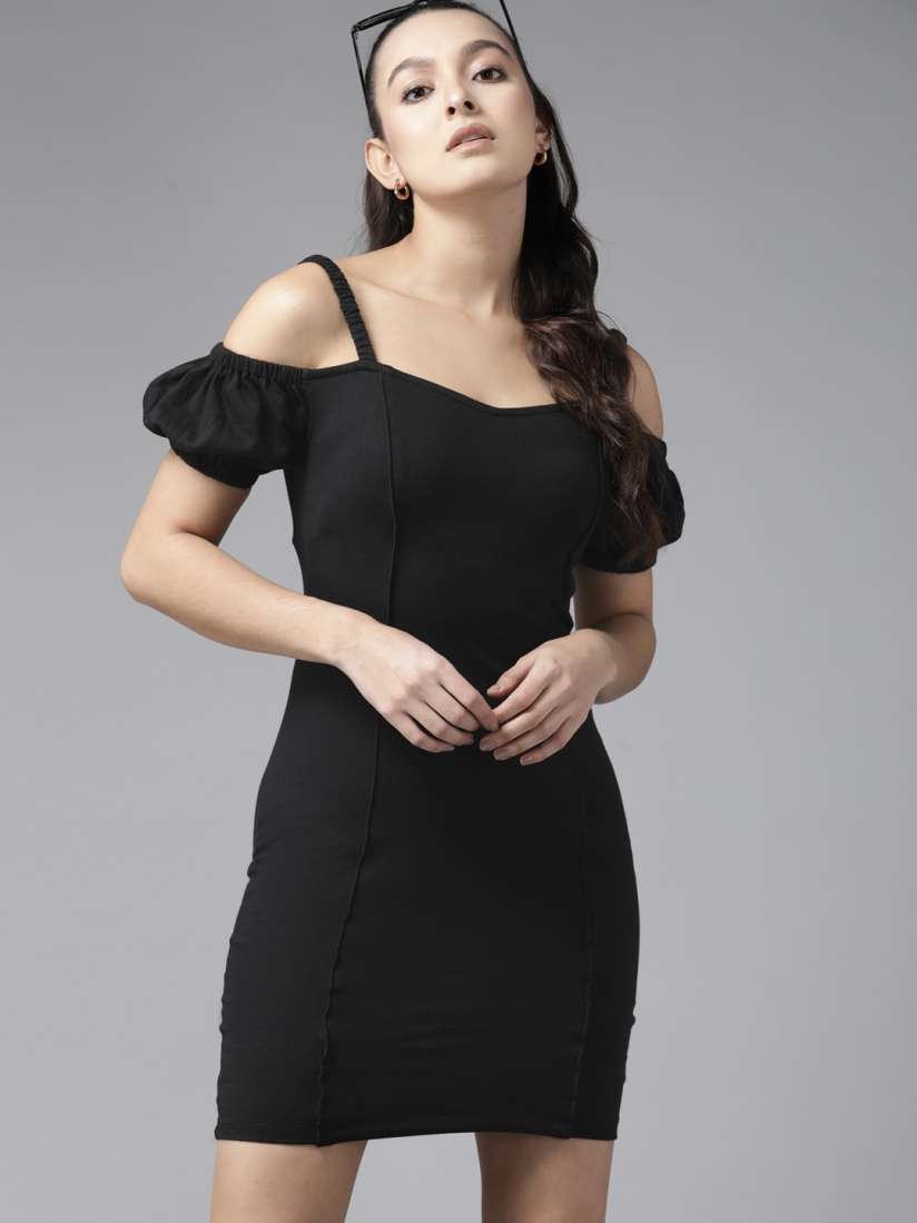 Buy The Roadster Lifestyle Co. Cold Shoulder Sleeves Bodycon Dress Dresses for Women 18524044 Myntra