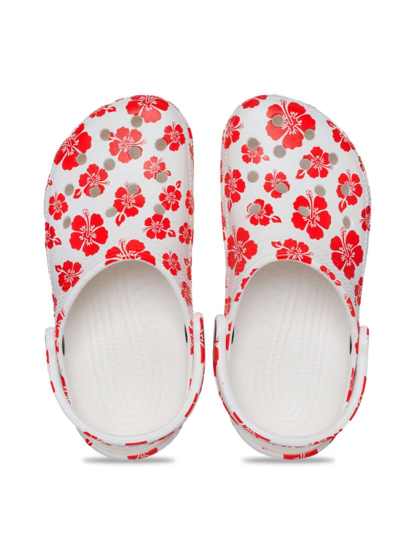 Red and white crocs discount