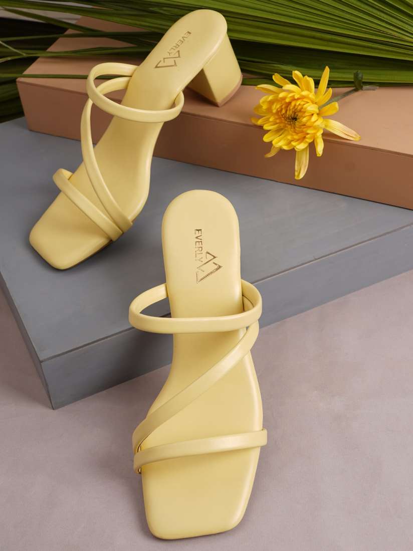 Buy EVERLY Yellow Block Sandals Heels for Women 18528454 Myntra