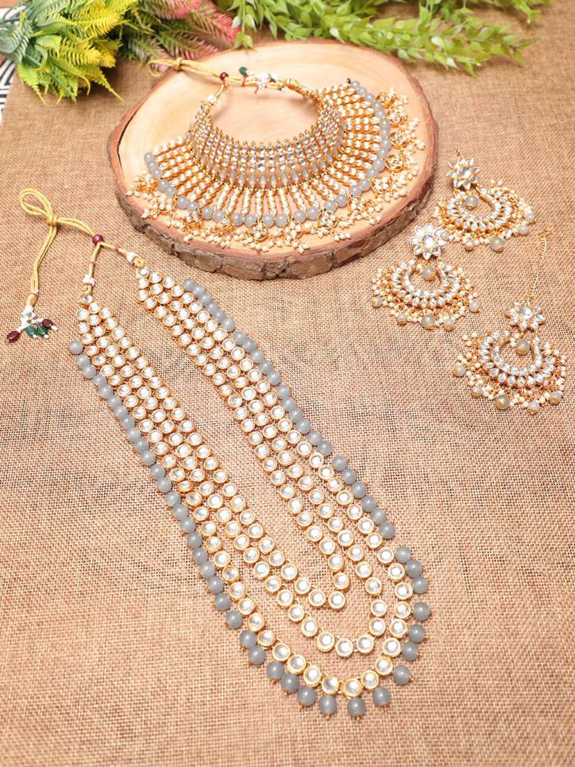 Buy Swarajshop Women Gold Plated Grey necklace jewellery set Jewellery Set for Women 18529704 Myntra