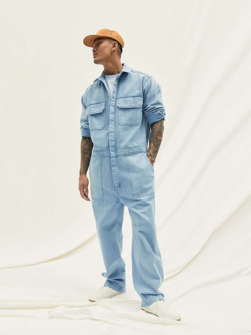 Buy H M Men Blue Solid Cotton Denim Boiler Suit Jumpsuit for Men 18531746 Myntra