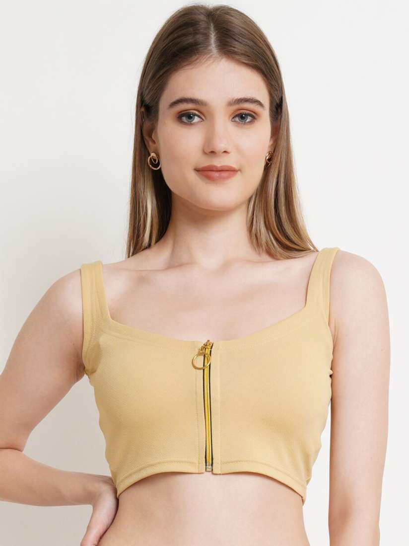Buy Popwings Cream Coloured Crepe Bralette Crop Top Tops for Women 18535040 Myntra