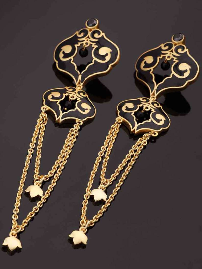 Buy Studio Voylla Baroque Gold Toned Black Drop Earrings Earrings for Women 1854878 Myntra