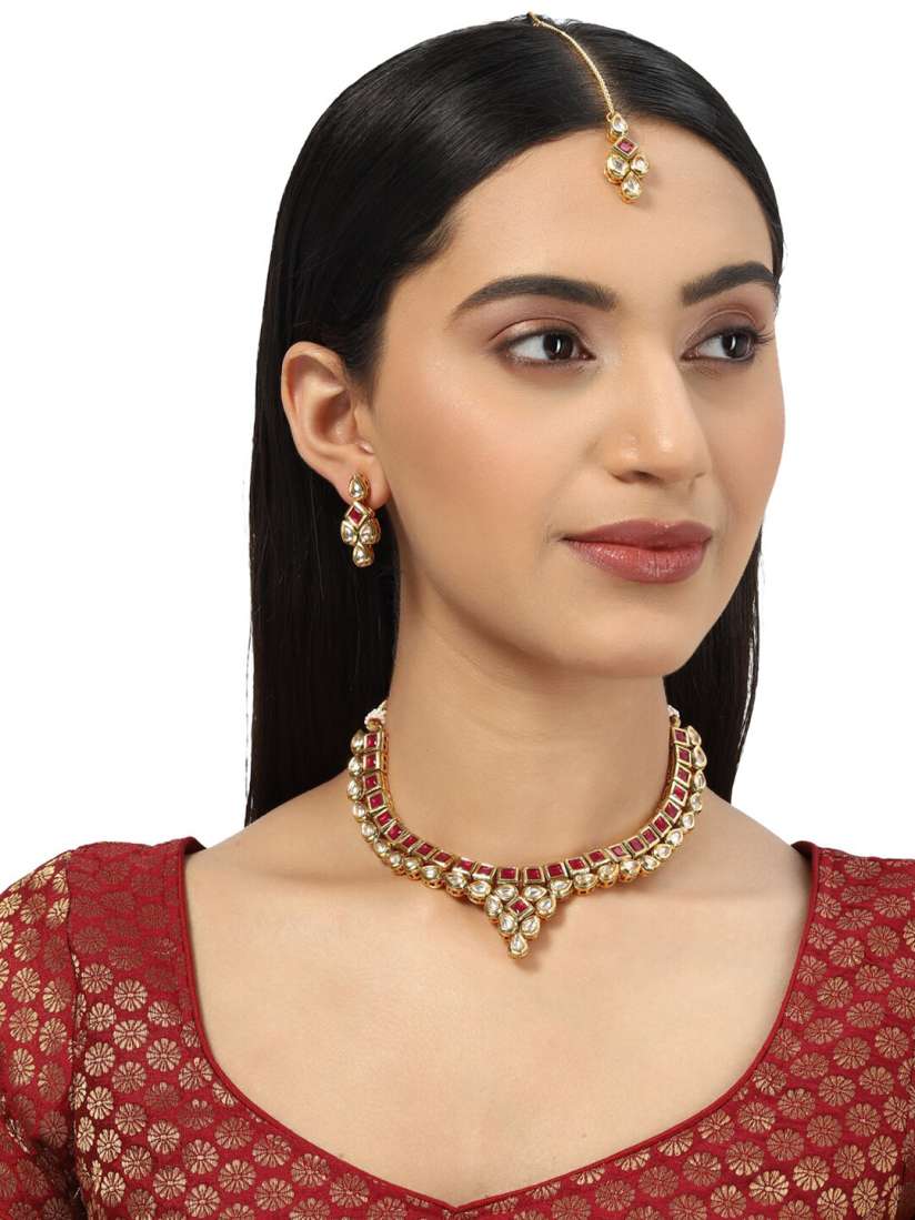 Voylla gold plated necklace set hot sale