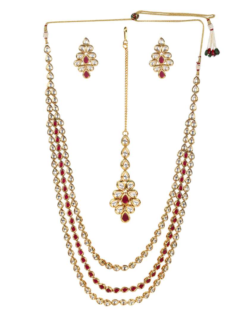 Buy Voylla Red Kundan Gold Plated Jewellery Set Jewellery Set for Women 18553962 Myntra