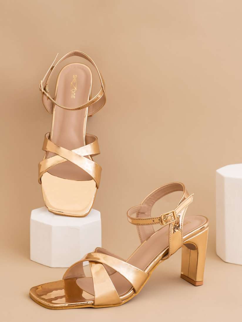 Rose gold block sandals cheap