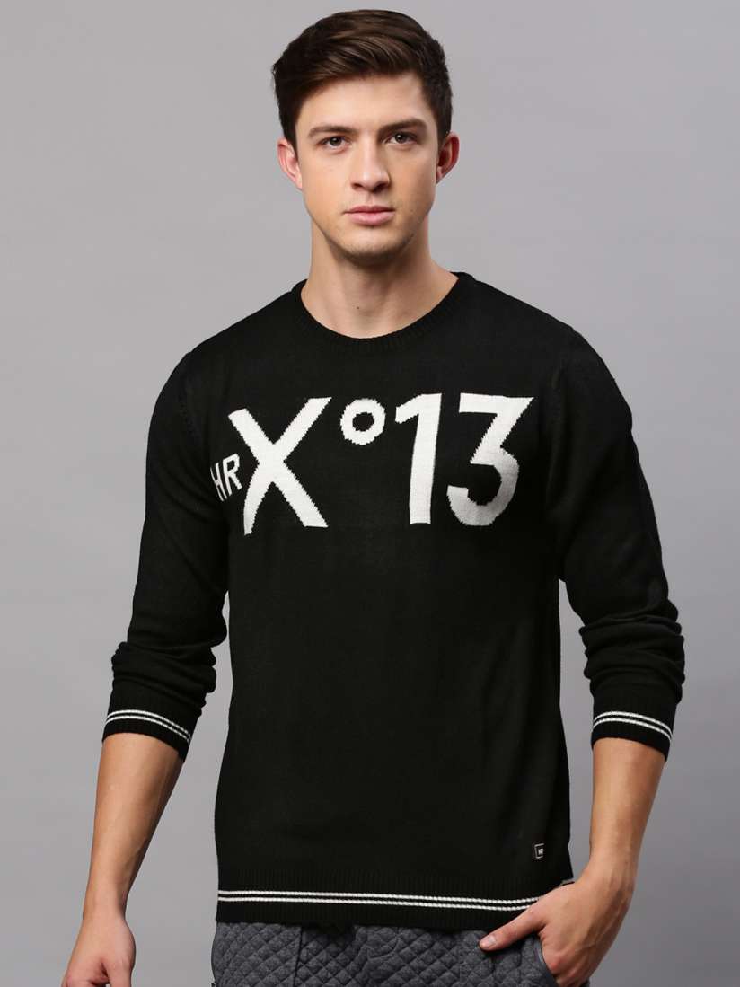 Buy HRX by Hrithik Roshan Men Black White Patterned Sweater Sweaters for Men 1856954 Myntra