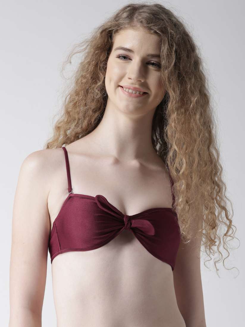 Buy FOREVER 21 Burgundy Solid Non Wired Lightly Padded Bandeau Bra 197081 Bra for Women 1857469 Myntra