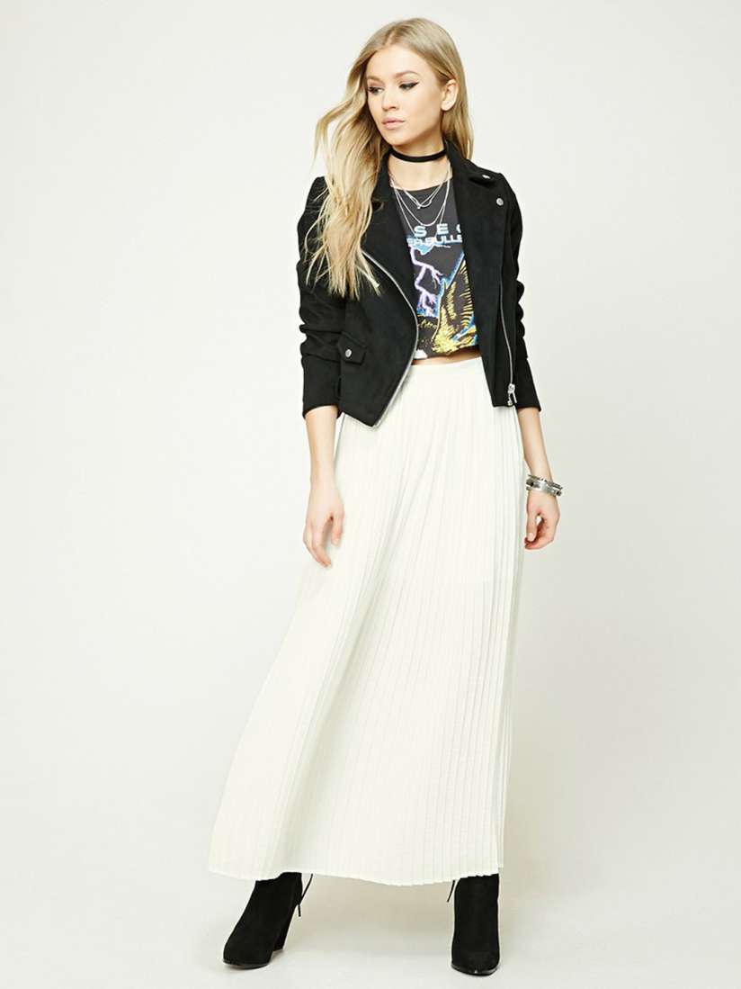 Forever 21 white flowy skirt on sale
