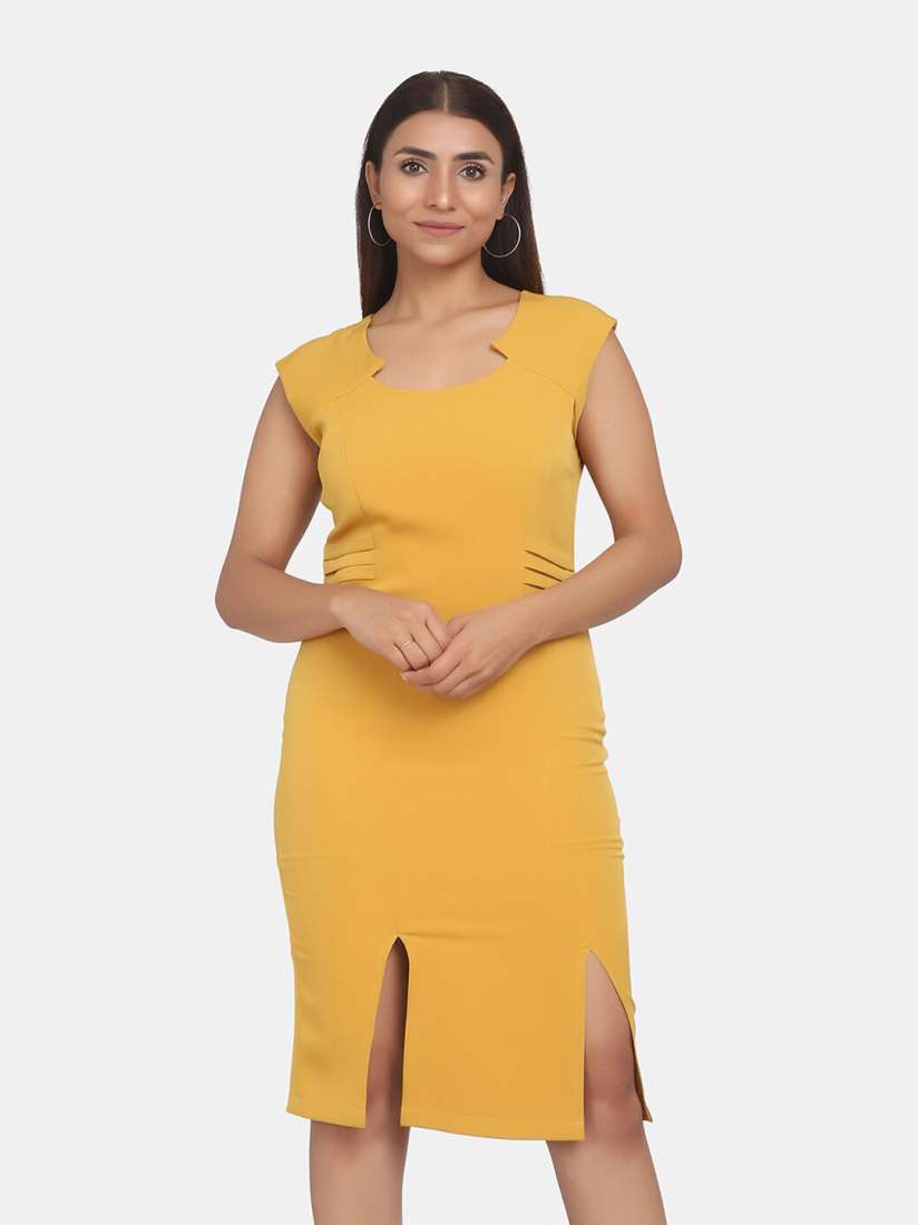 Buy PowerSutra Women Mustard Yellow Sheath Dress Dresses for Women 18589128 Myntra