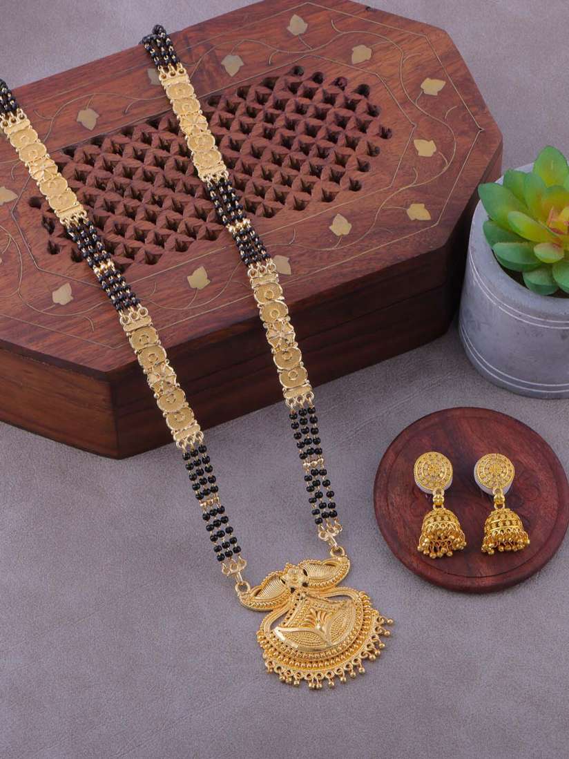 Buy Brandsoon Women Gold Plated Beaded 30 inch long Mangalsutra With Earrings Mangalsutra for Women 18596298 Myntra