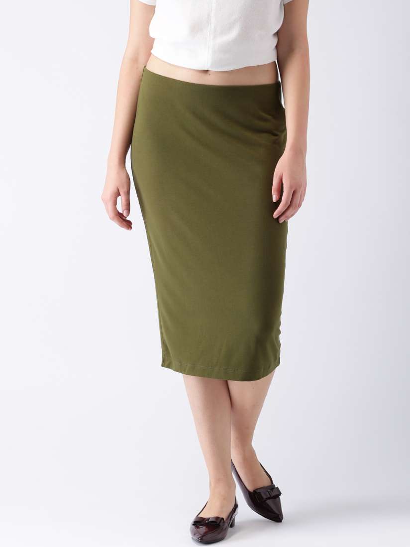 Buy FOREVER 21 Olive Green Pencil Skirt Skirts for Women 1859734 Myntra