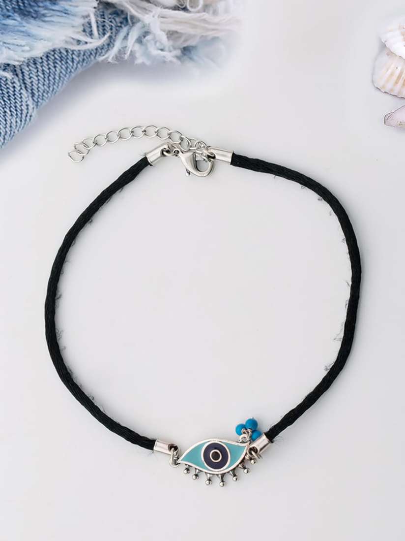 Buy Voylla Silver Plated Blue Enamelled Evil Eye Charm Anklet Anklet for Women 18597900 Myntra