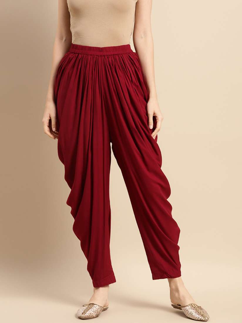Buy Saadgi Women Maroon Solid Dhoti Pants Dhotis for Women 18602200 Myntra