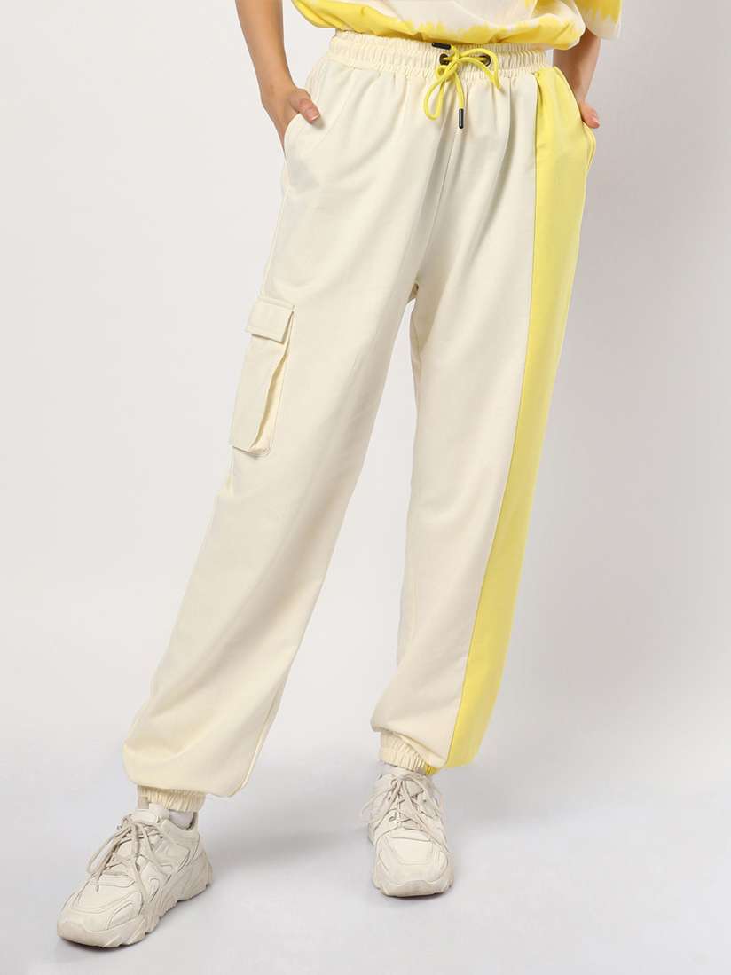 Buy Bewakoof Women White Yellow Color Blocked Joggers Track Pants for Women 18618274 Myntra