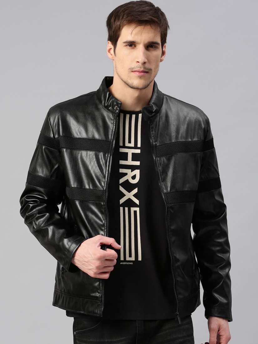 Buy HRX by Hrithik Roshan Men Black Solid Biker Jacket Jackets for Men 1861839 Myntra