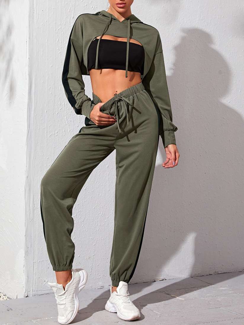 Olive green jogging suit womens top