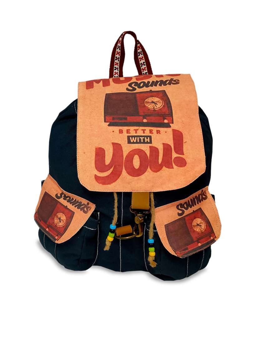 Buy Jhola Basta Women Navy Blue Orange Printed Backpacks Backpacks for Women 18641818 Myntra