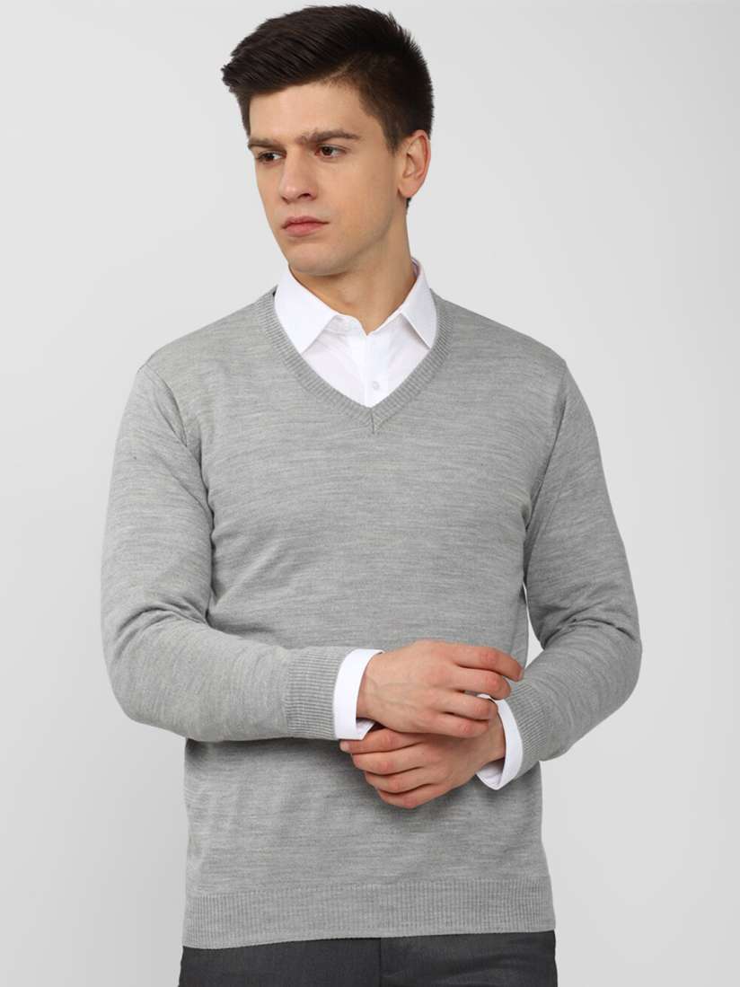 Buy Van Heusen Men Grey V Neck Pullover Sweater Sweaters for Men 18642194 Myntra
