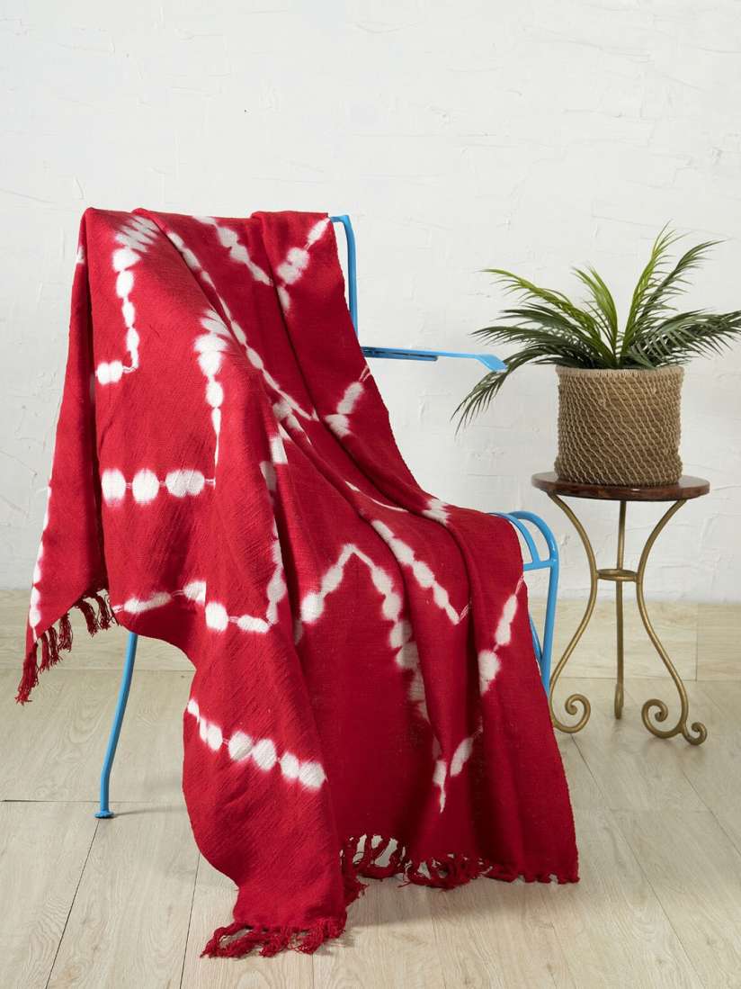 Buy HANDICRAFT PALACE Red Tie Dye Shibori Printed Cotton Throw Throws for Unisex 18647802 Myntra