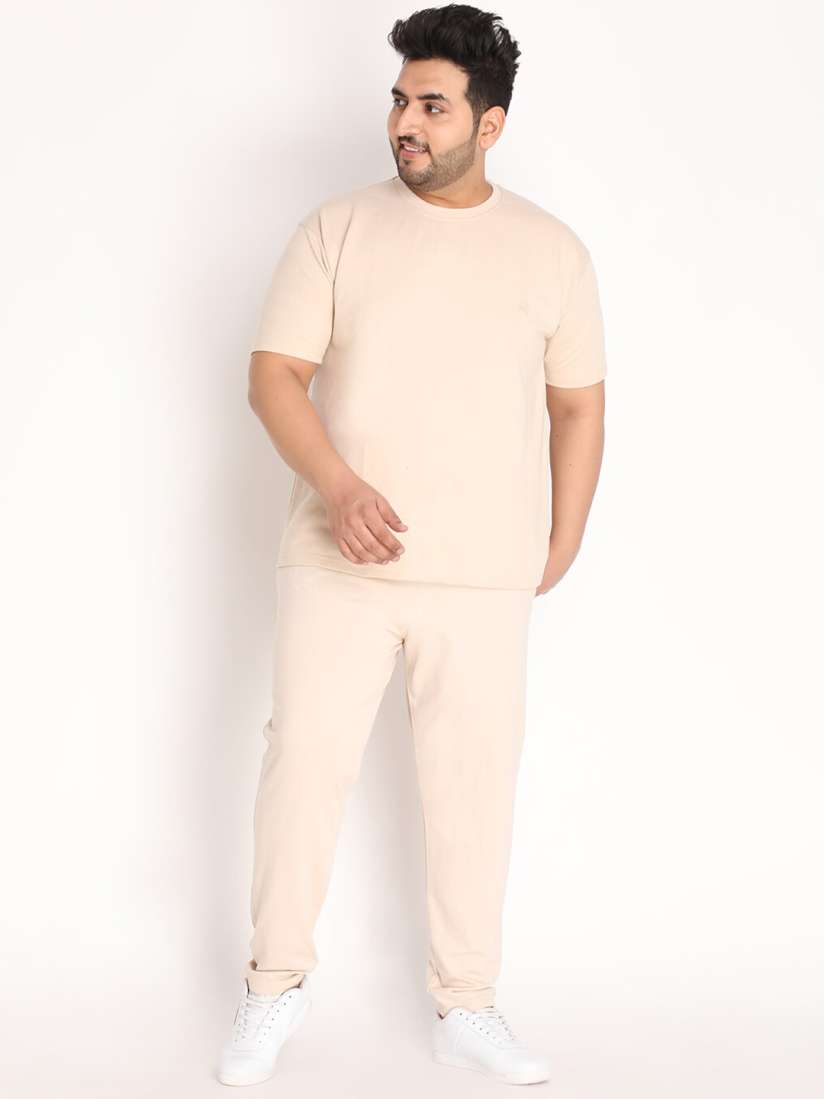 Buy CHKOKKO Plus Men Pastel Beige Solid Tracksuit Co ord Co Ords for Men 18650988 Myntra