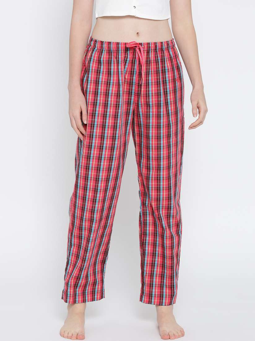 Buy Jockey Pink Blue Checked Lounge Pants RX06 0103 00005 Lounge Pants for Women 1865678 Myntra