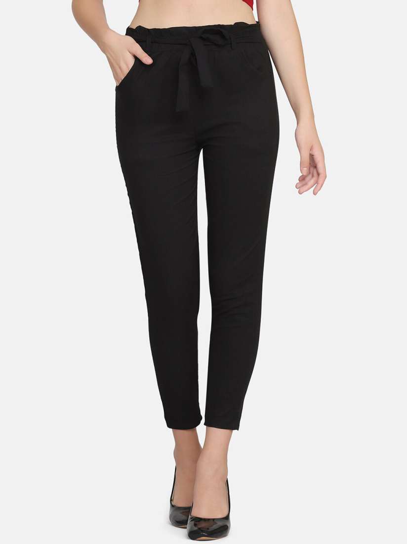 Buy BUY NEW TREND Women Black Comfort Slim Fit Trousers Trousers for Women 18665052 Myntra