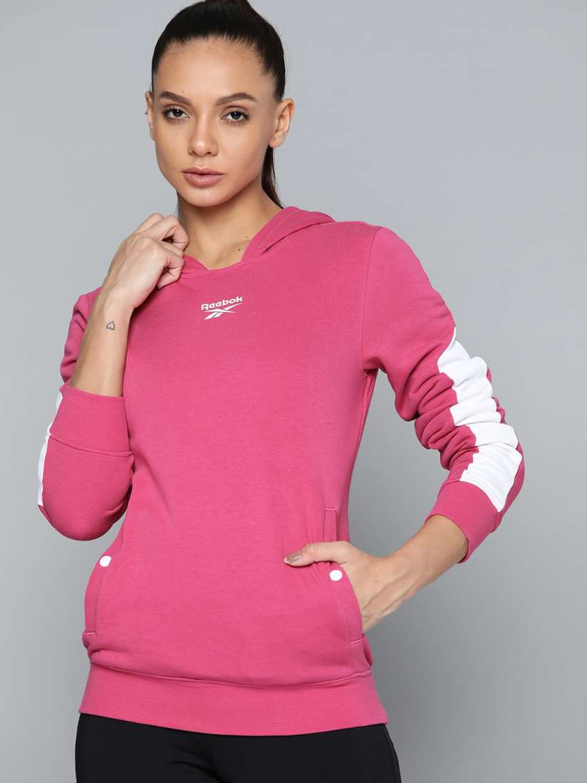 Buy Reebok Classic Women Fuchsia Brand Logo Printed Hooded Sweatshirt Sweatshirts for Women 18666012 Myntra
