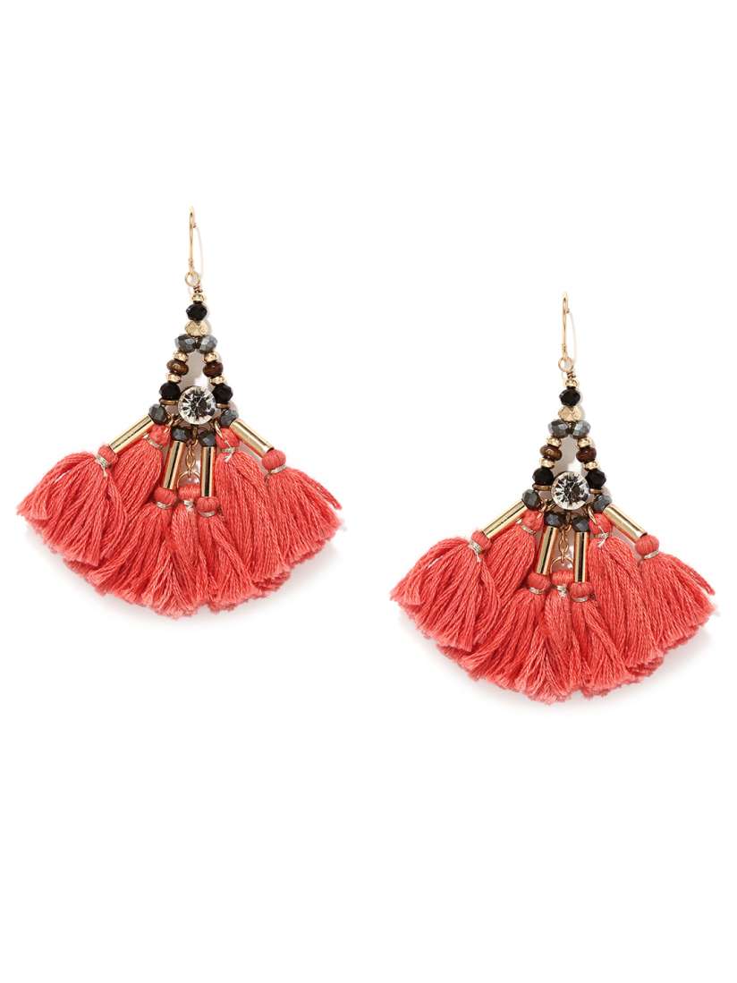 Buy Accessorize Coral Pink Black Contemporary Drop Earrings Earrings for Women 1866729 Myntra